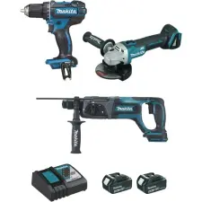 PACK 3 OUTILS PERCEUCE/MEULEUSE/PERFORATEUR 18V MAKITA DLX3078MJ