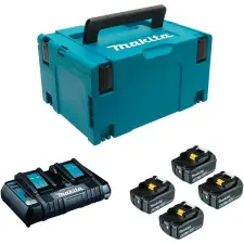 PACK 4 BATTERIES 18 V + CHARGEUR DOUBLE  MAKITA 197626-8