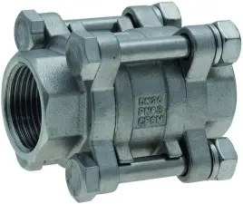 CLAPET ANTI-RETOUR A DISQUE INOX 316 3 PIECES TARAUDE PN63 DESP CGR