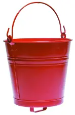 SEAU INCENDIE ACIER EPOXY ROUGE AVEC SUPPORT