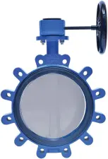 VANNE PAPILLON FONTE GL OREILLES TARAUDEES A REDUCTEUR MANUEL SOCLA ACS