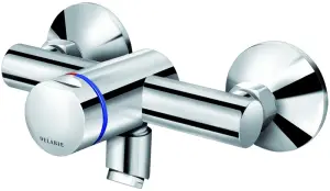 MITIGEUR TEMPORISE LAVABO MURAL BEC FIXE COLLECTIVITE LAITON MASSIF CHROME TEMPOMIX 3 DELABIE 794370