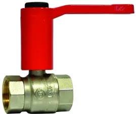 ROBINET A BOISSEAU SPHERIQUE LAITON FF ALLONGE MONOBLOC POIGNEE ROUGE PN25 - ASTORI