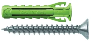 CHEVILLE NYLON SX PLUS GREEN AVEC VIS POUR MATERIAUX CREUX ET PLEINS FISCHER