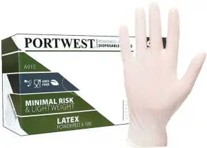 BOITE DE GANTS LATEX POUDRE A USAGE UNIQUE