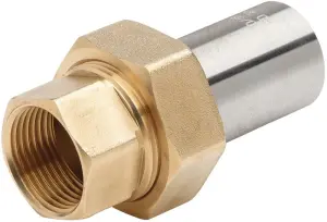 RACCORD GAZ 3 PIECES A SOUDER ACIER ET A VISSER LAITON FEMELLE NF