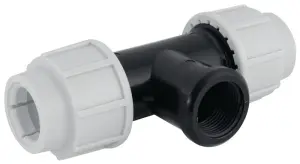 RACCORD A SERRAGE EXTERIEUR POLYPROPYLENE EN TE POUR TUBE PE / A VISSER FEMELLE