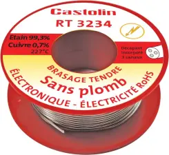 FIL A SOUDER ETAIN/CUIVRE BRASAGE TENDRE CASTOLIN RT 3234