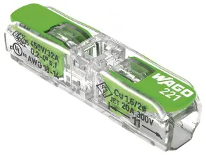 BORNE A LEVIER INLINE A ENFICHER WAGO 221-2431 GREEN RANGE