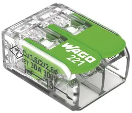 BORNE DE CONNEXION A LEVIER WAGO 221 GREEN RANGE