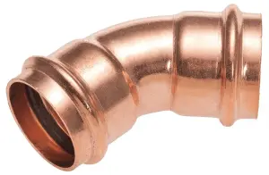 COUDE A SERTIR CUIVRE 45° FEMELLE FEMELLE PROFIL V B-PRESS