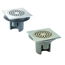 SIPHON DE SOL PVC HAUTEUR REGLABLE SORTIE VERTICALE ET HORIZONTALE DELABIE 682001 683001 683002