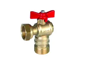 ROBINET DE COMPTEUR A BOISSEAU SPHERIQUE LAITON EQUERRE MALE FEMELLE A MANETTE ACS