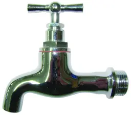 ROBINET DE PUISAGE A CLAPET LAITON CHROME TETE A POTENCE A BEC LISSE NF ACS