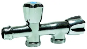 ROBINET DE MACHINE A LAVER DOUBLE EN L A CLAPET LAITON CHROME