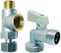 PIQUAGE ET ROBINET DE MACHINE A LAVER A BOISSEAU SPHERIQUE LAITON NICKELE MALE A VISSER