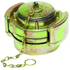 RACCORD POMPIER EN ZAMAC POUR CUVE A FUEL AVEC BOUCHON ET CHAINETTE A VISSER FEMELLE