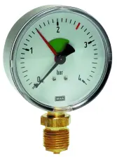 MANOMETRE ABS A CADRAN SEC RACCORD RADIAL LAITON ET AIGUILLE REPERE ZONE VERTE WIKA