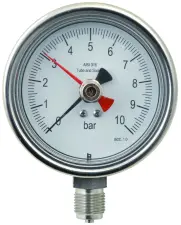 MANOMETRE RADIAL INOX CADRAN SEC AIGUILLE SUIVEUSE CHIMIE PHARMA AGRO-ALIMENTAIRES