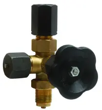 ROBINET 3 VOIES PORTE-MANOMETRE A POINTEAU INOX CORPS LAITON A VISSER MALE ET FEMELLE ET PRISE ETALON WIKA