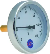 THERMOMETRE CHAUFFAGE A CADRAN Ø 80 INOX PLONGE LAITON AXIAL CGR