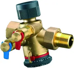 ROBINET D'EQUILIBRAGE COCON QTZ A PURGE AVEC RACCORD 2 PIECES OVENTROP
