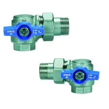 ROBINET A BOISSEAU SPHERIQUE UNION EQUERRE LAITON MANETTE BLEU POUR COLLECTEUR