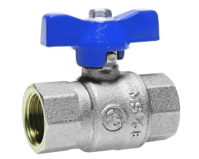 ROBINET A BOISSEAU SPHERIQUE LAITON FEMELLE MANETTE BLEUE PN40 - ASTORI