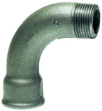 RACCORD FONTE COUDE 90° GRAND RAYON MALE FEMELLE NOIR EN 10242