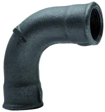 RACCORD FONTE COUDE 90° GRAND RAYON FEMELLE FEMELLE NOIR EN 10242