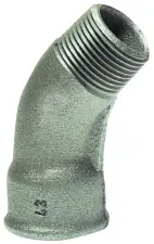 RACCORD FONTE COUDE 45° GRAND RAYON MALE FEMELLE NOIR EN 10242