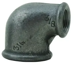 RACCORD FONTE COUDE 90° PETIT RAYON FF REDUIT NOIR EN 10242