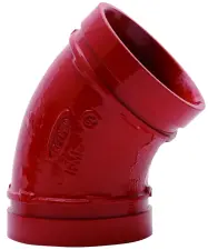 RACCORD RAINURE COUDE 45° FONTE GS FINITION EPOXY ROUGE