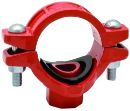 RACCORD RAINURE COLLIER DE PIQUAGE TARAUDE FONTE GS FINITION EPOXY ROUGE