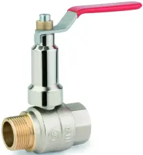 ROBINET A BOISSEAU SPHERIQUE LAITON MALE/FEMELLE ALLONGE FIXE POIGNEE ROUGE PN40 - ASTORI