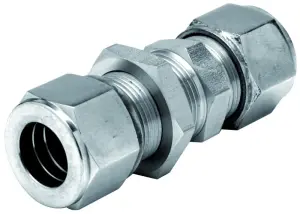 RACCORD A COMPRESSION INOX 316L TRAVERSEE DE CLOISON DOUBLE BAGUE