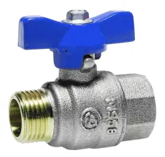 ROBINET A BOISSEAU SPHERIQUE LAITON MALE/FEMELLE MANETTE BLEUE PN40 - ASTORI