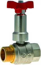 ROBINET A BOISSEAU SPHERIQUE LAITON MALE/FEMELLE ALLONGE FIXE MANETTE ROUGE PN40 - ASTORI