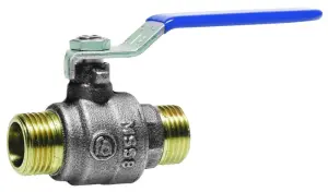 ROBINET A BOISSEAU SPHERIQUE LAITON MALE/MALE POIGNEE BLEUE PN40 - ASTORI
