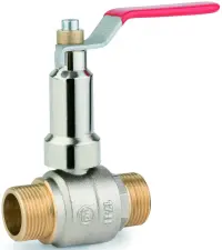 ROBINET A BOISSEAU SPHERIQUE LAITON MALE/MALE ALLONGE FIXE POIGNEE ROUGE PN40 - ASTORI