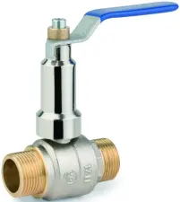 ROBINET A BOISSEAU SPHERIQUE LAITON MALE/MALE ALLONGE FIXE POIGNEE BLEUE PN40 - ASTORI