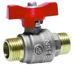 ROBINET A BOISSEAU SPHERIQUE LAITON MALE/MALE MANETTE ROUGE PN40 - ASTORI