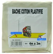 BACHE DE PROTECTION COTON PLASTIFIE 4X3M