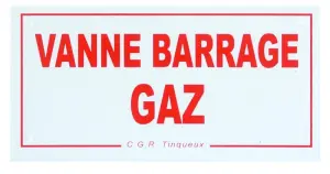 ETIQUETTE VANNE BARRAGE GAZ