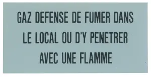 ETIQUETTE GAZ DEFENSE DE FUMER DANS LE LOCAL