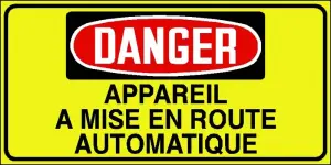 ETIQUETTE APPAREIL MISE EN ROUTE