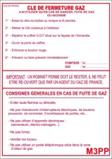 PANNEAU REGLEMENTAIRE CLE FERMETURE GAZ