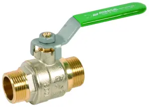 ROBINET A BOISSEAU SPHERIQUE LAITON MALE/MALE POIGNEE PLATE PN40 - NF