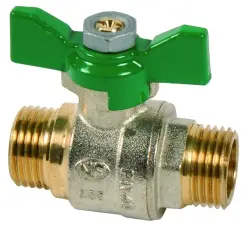 ROBINET A BOISSEAU SPHERIQUE LAITON MALE/MALE MANETTE PAPILLON PN40 - NF