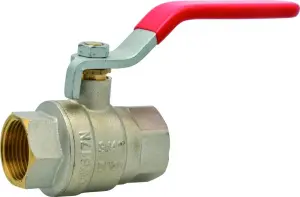 ROBINET A BOISSEAU SPHERIQUE INDUSTRIE LAITON FF POIGNEE ROUGE PN40 ACS